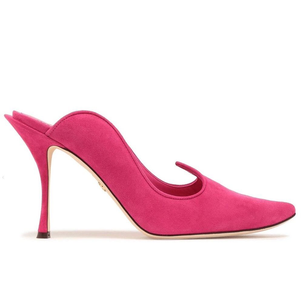 DOLCE & GABBANA SHOES PINK SUEDE LEATHER MULES HIGH HEEL $675 sz 37.5 7.5